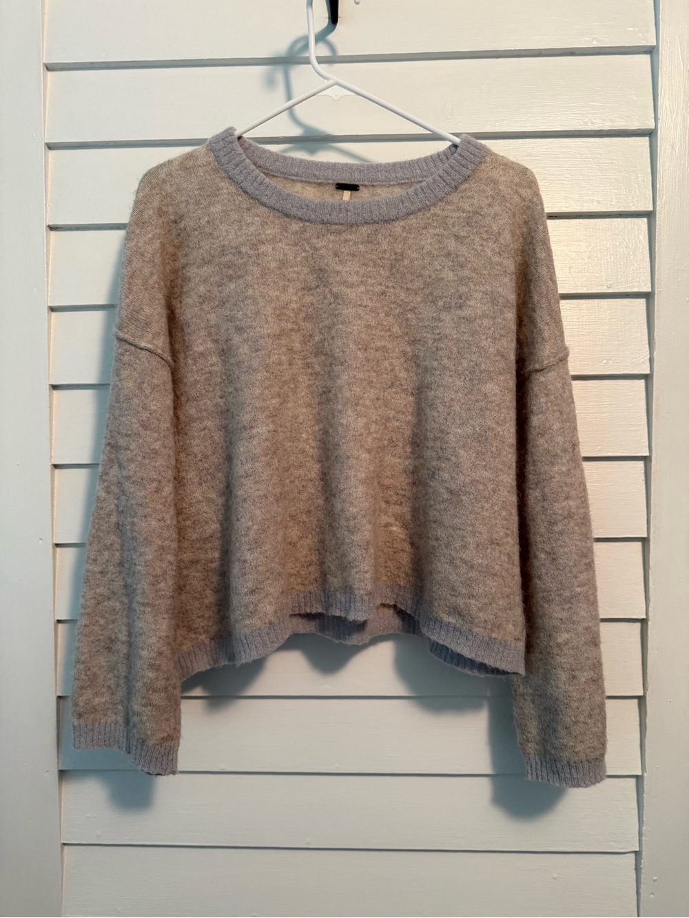 Free People | Alpaca Wool Blend Cropped Sweater Taupe Gray Oversized Large
